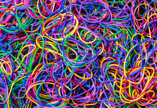 Colorful background rainbow colors rubber bands - Photo, Image