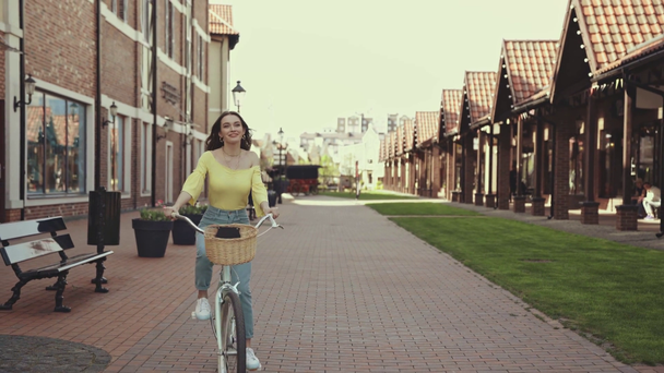 cheerful man and woman riding bicycle  - Footage, Video
