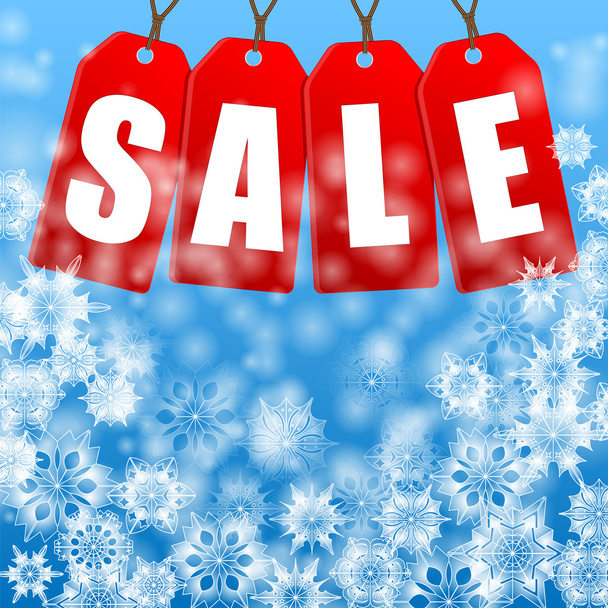 Сезонний різдвяний розпродаж.червоні цінові теги зі словом продажу на б
 - Вектор, зображення