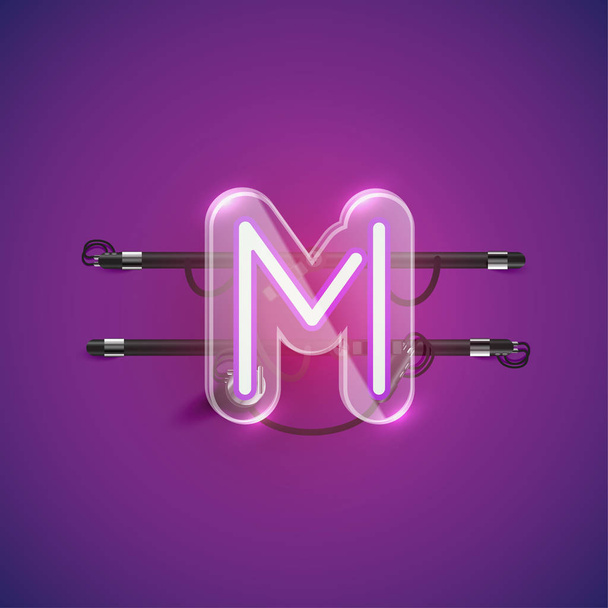 Realistic neon M character with plastic case around, vector illu - Vektor, Bild