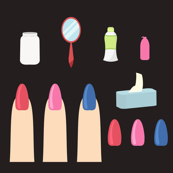 Flat design vector illustration set icon of cosmetics for make up and manicure - Vector, Image