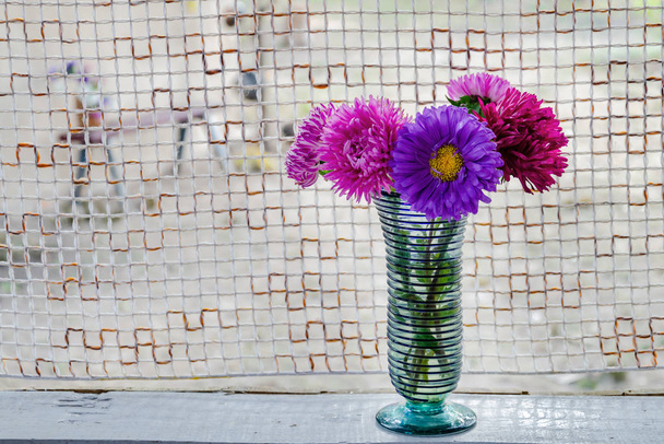 Tuin bloem bloemen, asters in een vaas - Foto, afbeelding