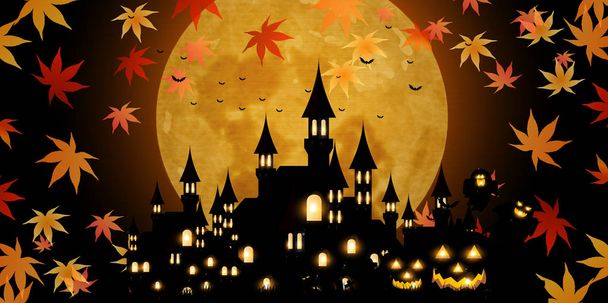 Halloween autumn castle background - Vector, Image