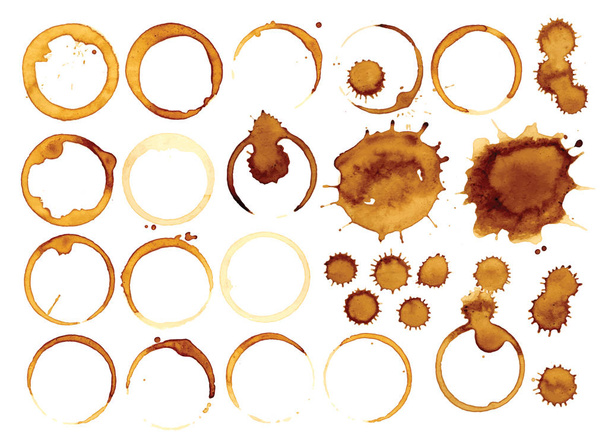 Collection vector stains of coffee for grunge design - Vektor, Bild