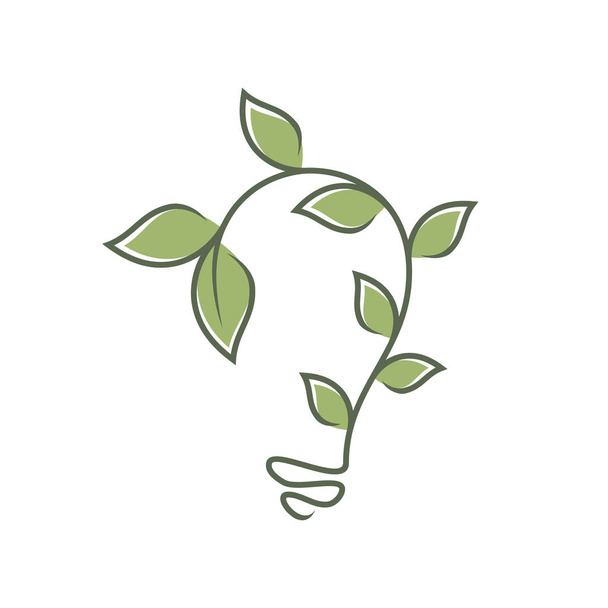 Green bulb leaf ornament vector icons symbol - Vector, Image