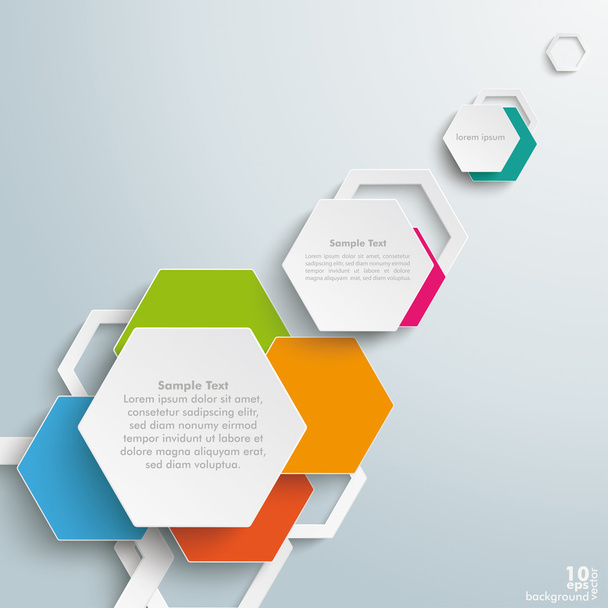Infographic Colored Paper Hexagons PiAd - Vector, Image