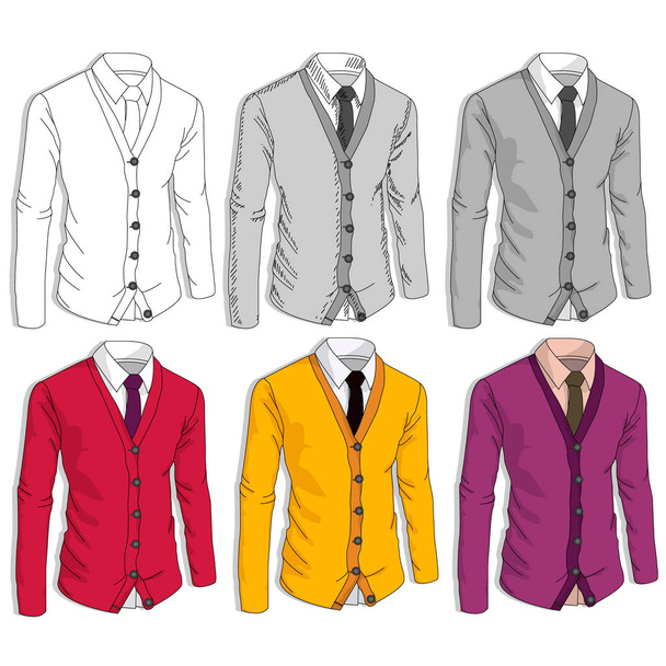 Kokoelma mies liike tyyli takit. Muodollinen puku, solmio, diff
 - Vektori, kuva