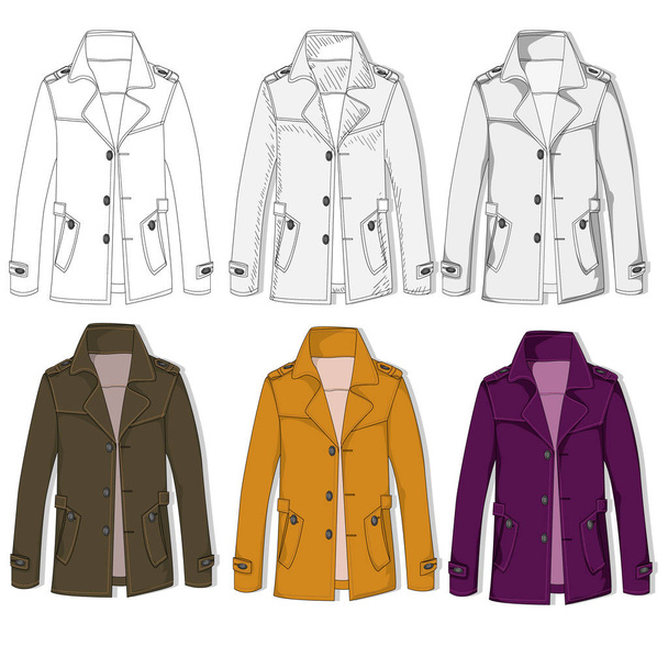男のビジネスジャケットのコレクション。異なる色の組み合わせ - ベクター画像