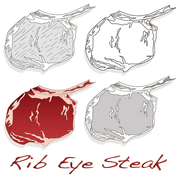 Steak illustration set. Vector images of steaks in different gra - Vector, Image