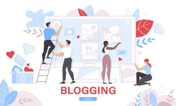 Komerční odesílání blogů, služba Internet blogging Service - Vektor, obrázek