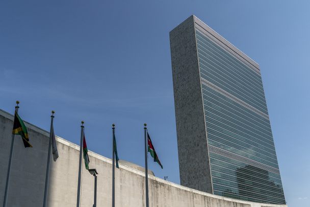 Birleşmiş Milletler new York'ta bina dışında bayrakları - Fotoğraf, Görsel