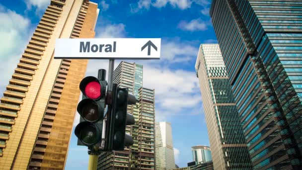 Οδός Υπογράψτε το δρόμο προς το ηθικό - Πλάνα, βίντεο