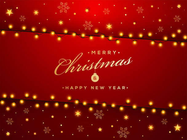 Merry Christmas and Happy New Year greeting card design decorate - Vector, imagen