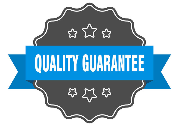 Qualität garantiert blaues Etikett. Qualität garantiert isoliertes Siegel. Qualitätsgarantie - Vektor, Bild