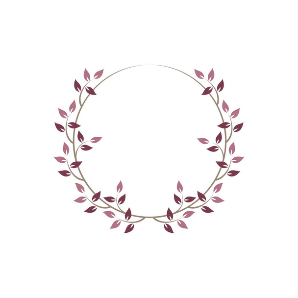 Vintage floral στρογγυλά πλαίσια. Ροζ διακοσμητικό κυκλικό στεφάνι κισσού. Εικονογράφηση διανύσματος - Διάνυσμα, εικόνα