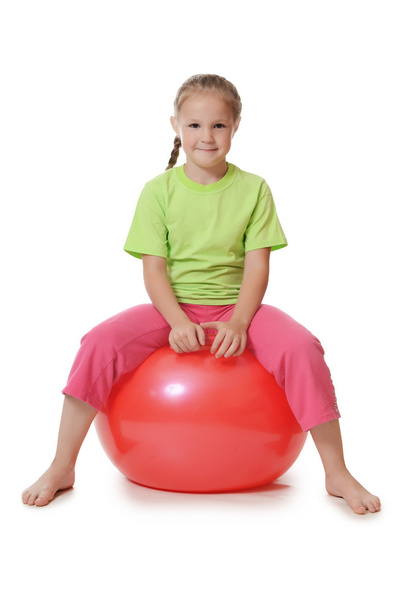 Little girl on a gymnastic ball - Zdjęcie, obraz