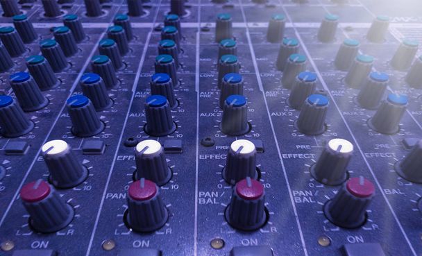 Professional audio Mixer and Professional Headphones in the Record. - Photo, Image