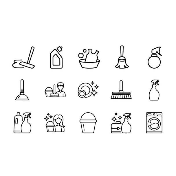 Satz von Reinigungssymbolen für Vektorzeilen - Vektor, Bild