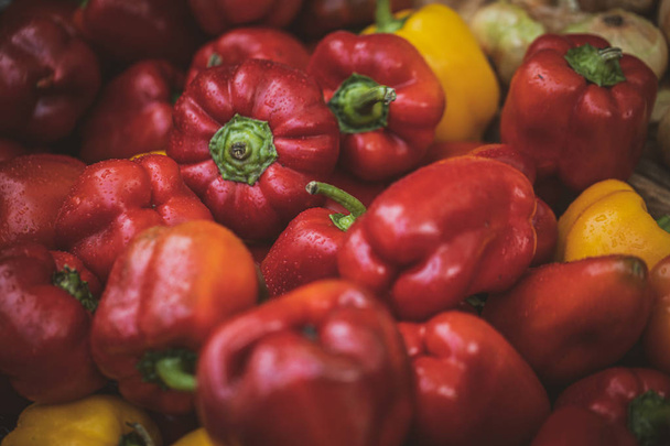 fresh  peppers in central market of Riga - 写真・画像