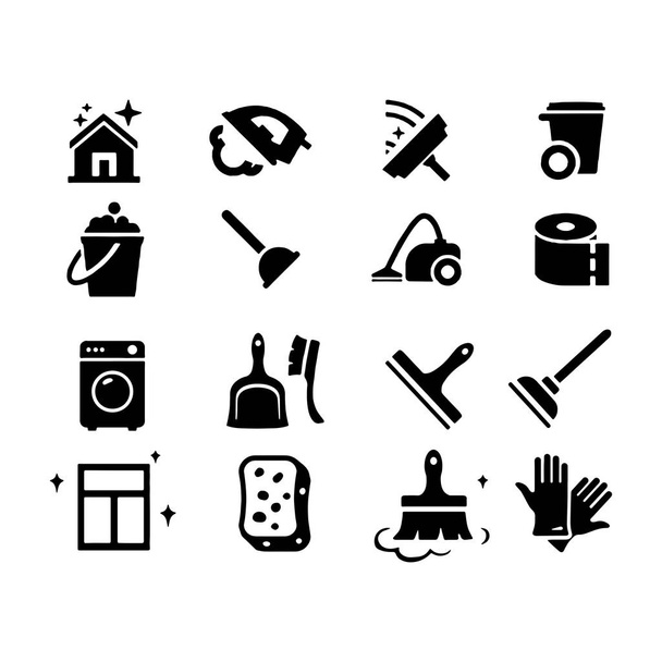 Conjunto de limpieza relacionados con los iconos de la línea vectorial
 - Vector, imagen