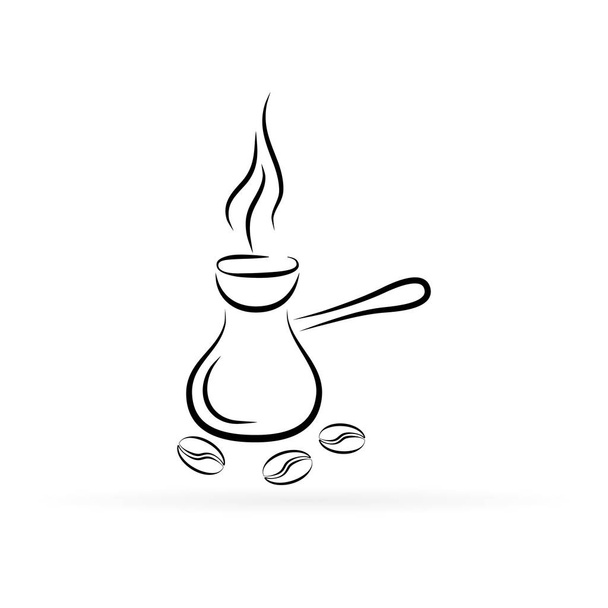 Turkish coffee pot with corn. Line art icon. Vector illustration. - Vektor, obrázek