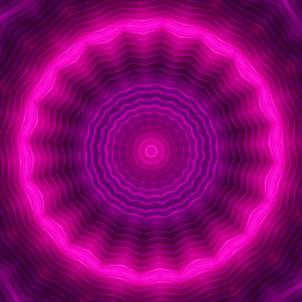 Neon circle background in magenta tones . Kaleidoscopic pattern. Futuristic mandala. - Photo, Image
