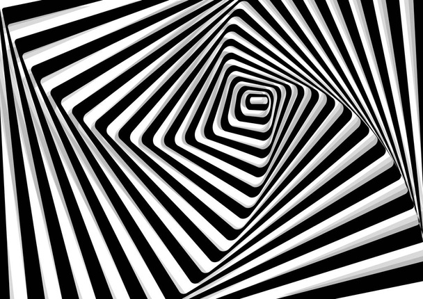 geometric illusion background, black and white curved lines, vector illustration, eps 10 - Vector, Image