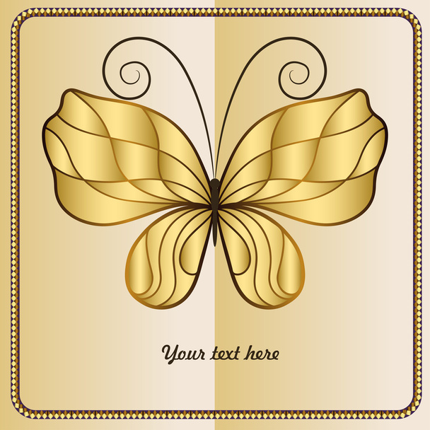 Card with golden butterfly - Vecteur, image