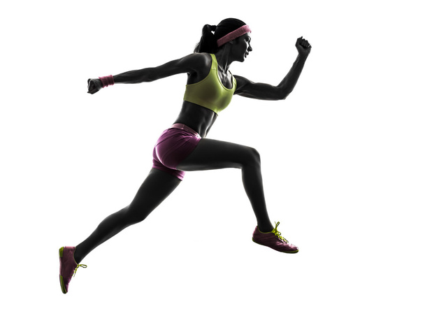 woman runner running jumping silhouette - Photo, image