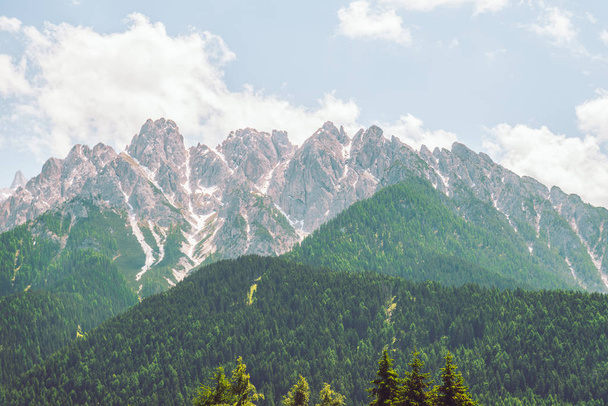 краєвид на Альпи гори пік ялинки на фоні
 - Фото, зображення