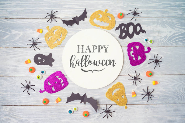 Halloween holiday party background with pumpkin funny characters - Foto, immagini