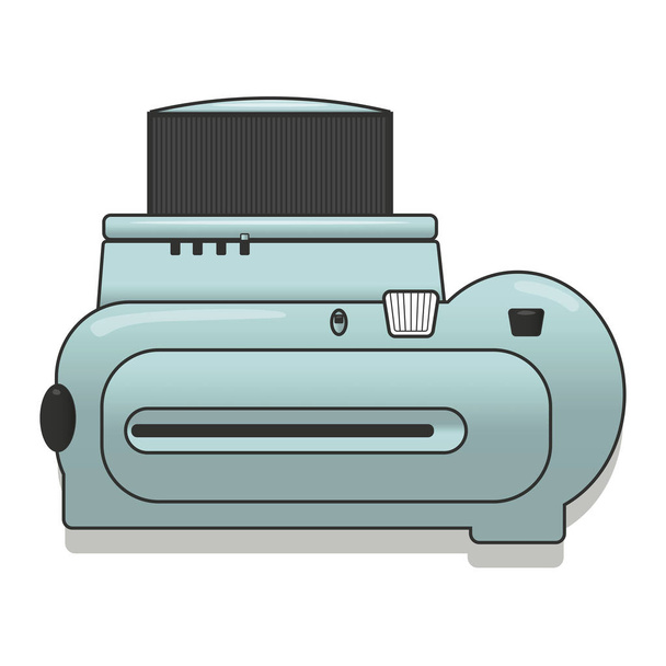 Teal, en üstten görüntülenen klasik anlık kamera vektör çizimi. - Vektör, Görsel
