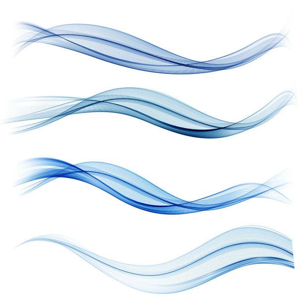 Conjunto de elemento de diseño de onda abstracta azul - Vector, Imagen