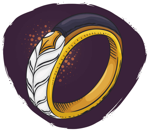 Beautiful Ring Design with Pen and Quill Shapes, Vector Illustration - Vector, Image