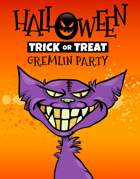 Halloween holiday cartoon design with gremlin - Vector, Image