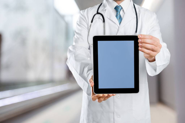  Doctor at hospital working with tablet pc   - Φωτογραφία, εικόνα