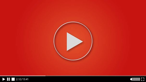 Play video with red background and shadow - Vector, Image