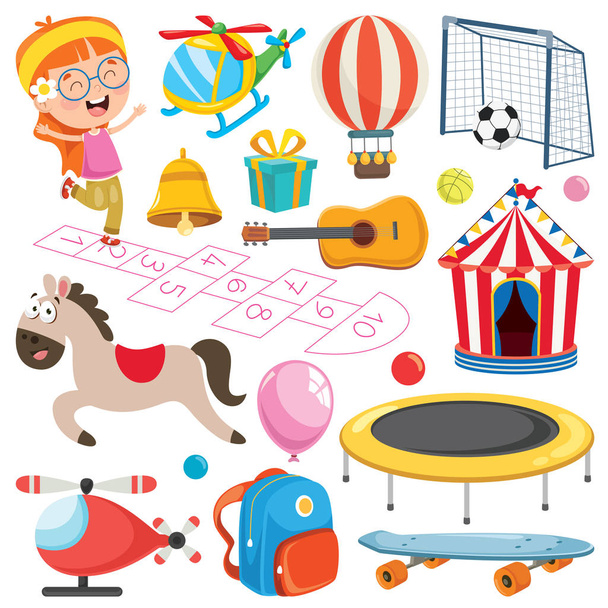 Collection Of Colorful Toys And Objects - ベクター画像