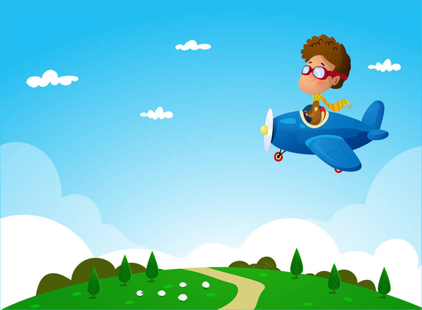 The illustration of Boy on plane. Vector - Vector, Image