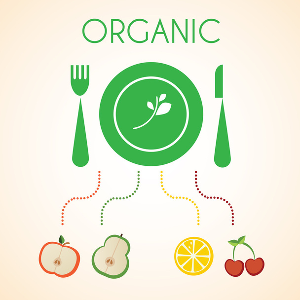 Plate of organic fruits - Vektor, obrázek