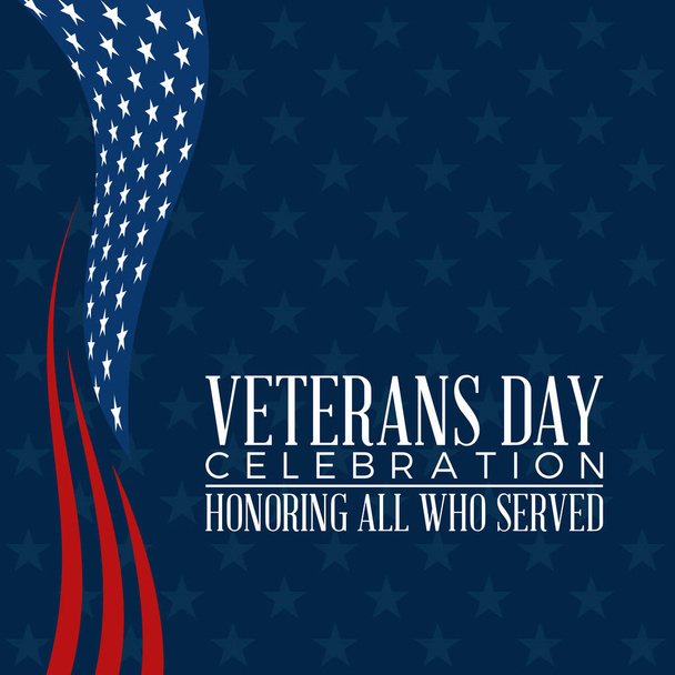 Moderne Veterans Day Celebration Achtergrond Header Banner Blauw en Rood Kleur Voor Persoonlijke en alle Bedrijf met High-end look - Vector, afbeelding