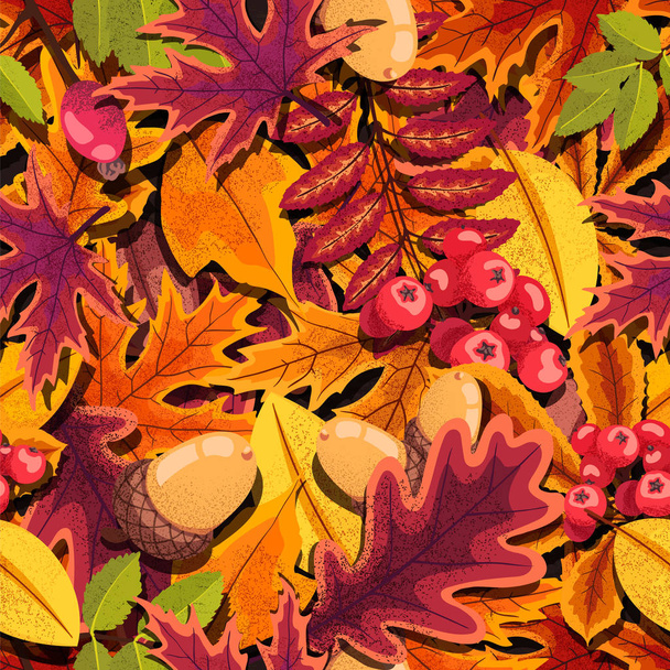 Hand-drawn autumn vector seamless pattern. - Vector, Image