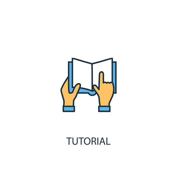 tutorial concept 2 colored line icon. Simple yellow and blue element illustration. tutorial concept outline symbol - Vector, Image