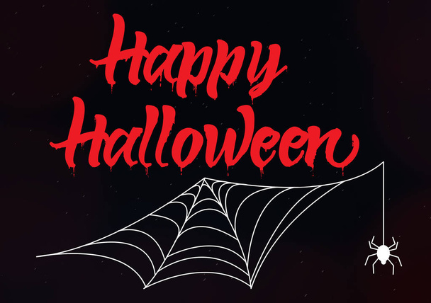 Tarjeta de felicitación feliz Halloween con tela de araña y texto de saludo
 - Foto, Imagen