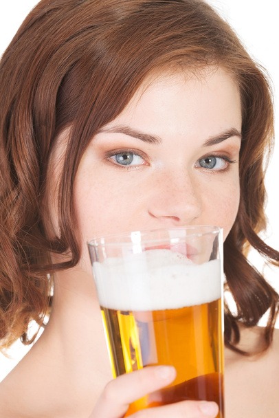 Beautiful and sexy young woman drinking beer - Fotografie, Obrázek