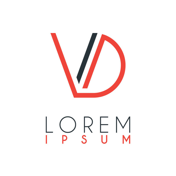 El logotipo entre la letra V y la letra D o VD con una cierta distancia y conectado por color naranja y gris
 - Vector, Imagen