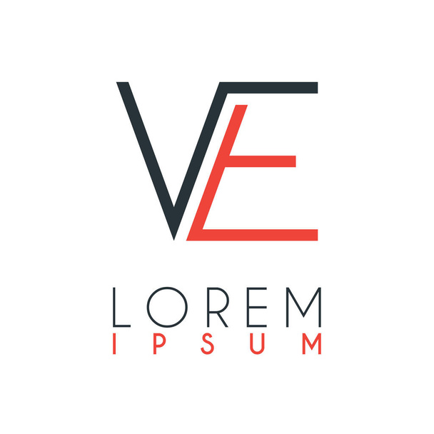 El logotipo entre la letra V y la letra E o VE con una cierta distancia y conectado por color naranja y gris
 - Vector, Imagen