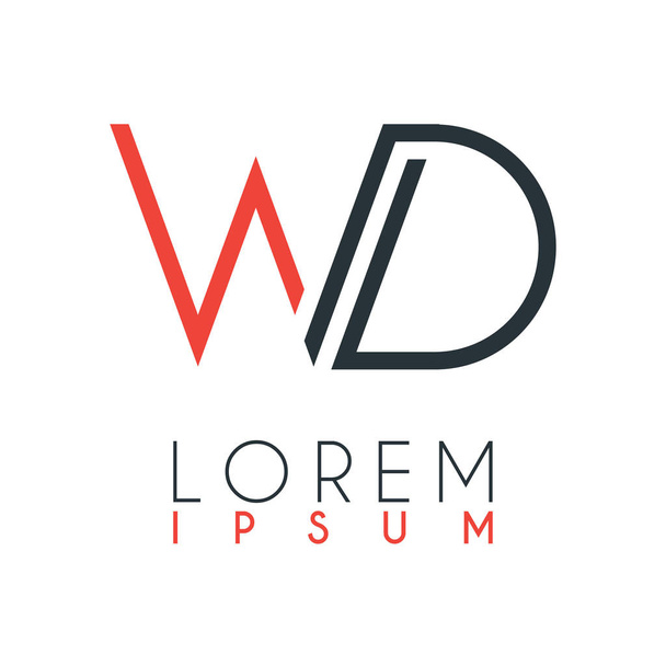 El logotipo entre la letra W y la letra D o WD con una cierta distancia y conectado por color naranja y gris
 - Vector, Imagen