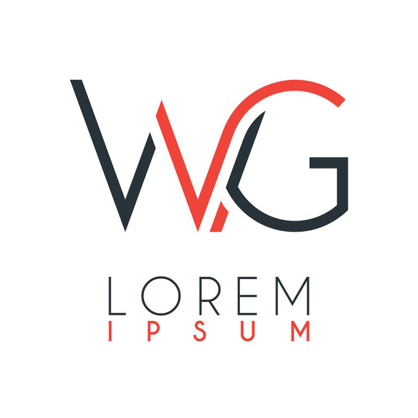 El logotipo entre la letra W y la letra G o WG con una cierta distancia y conectado por color naranja y gris
 - Vector, Imagen
