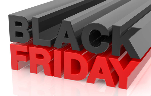 3D BLACK FRIDAY word on white background 3d rendering - Photo, Image